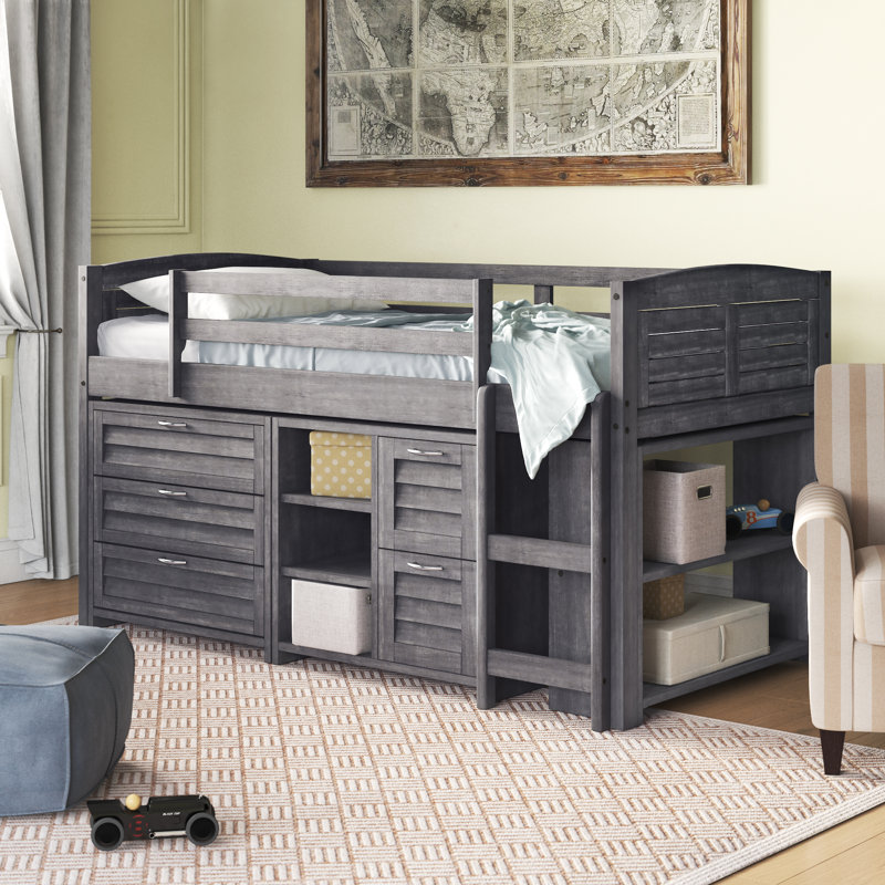 Birch Lane™ Heritage Evan Twin Loft Bed with Bookcase and Drawers